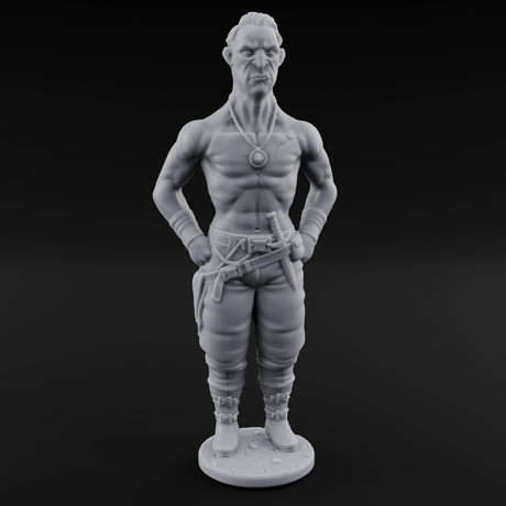 Suns Out Guns Out Human Mercenary C Miniature for Dungeons and Dragons, Pathfinder or other TTRPGs