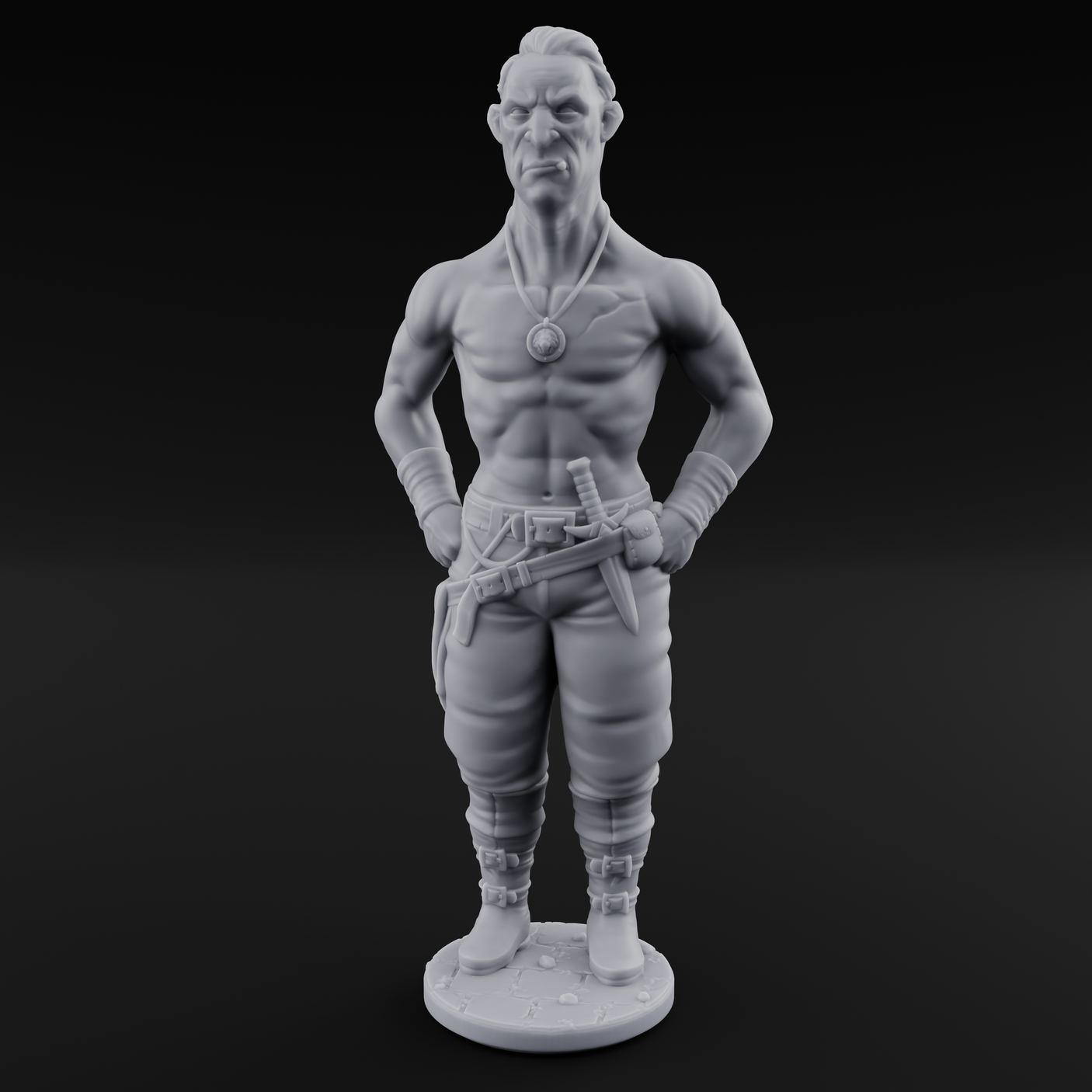 Suns Out Guns Out Human Mercenary C Miniature for Dungeons and Dragons, Pathfinder or other TTRPGs