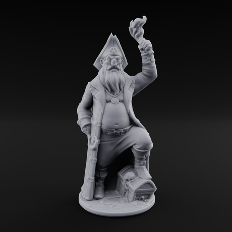 Belly Out Treasure Hunting Human Pirate Captain Miniature for Dungeons and Dragons, Pathfinder or other TTRPGs