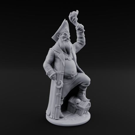 Belly Out Treasure Hunting Human Pirate Captain Miniature for Dungeons and Dragons, Pathfinder or other TTRPGs