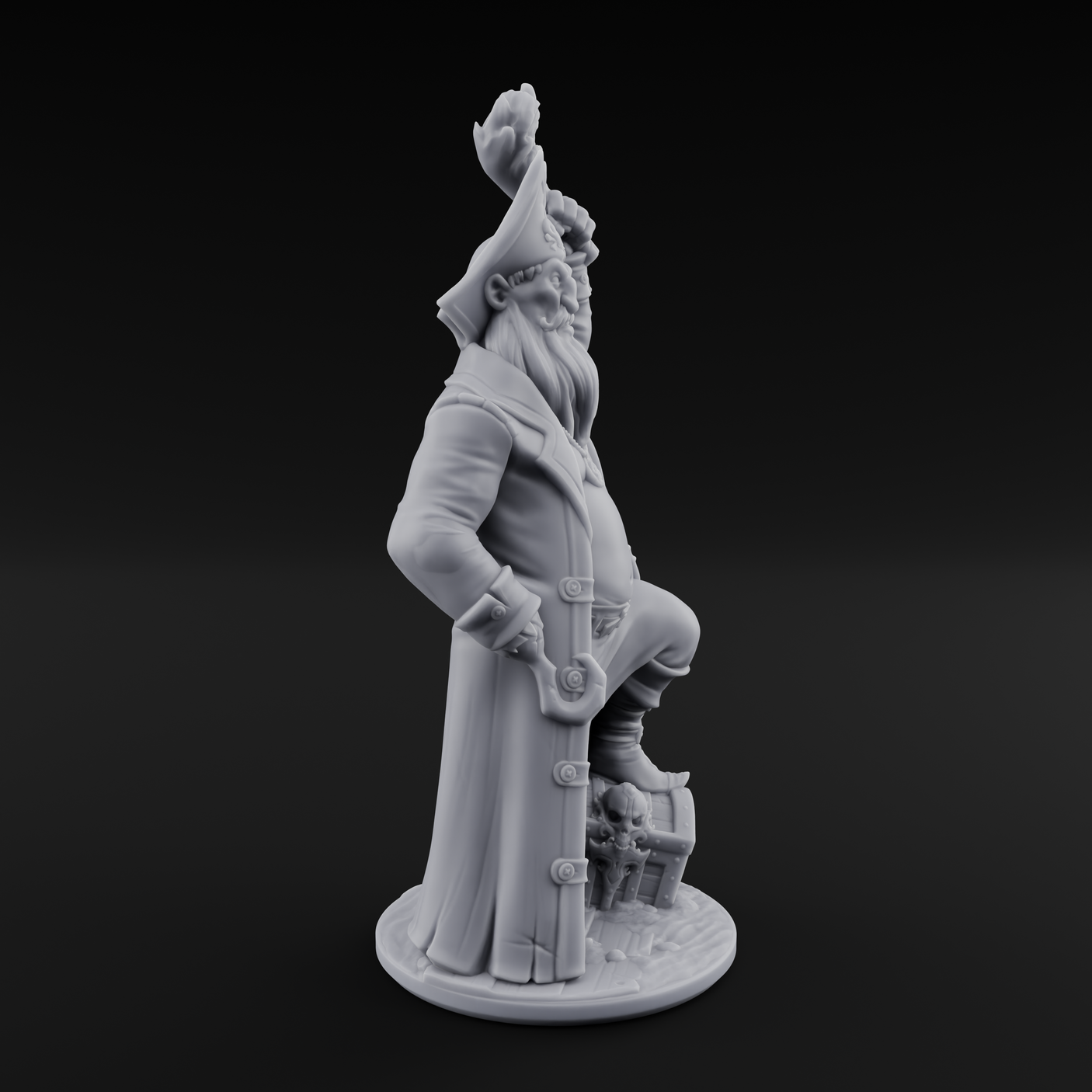 Belly Out Treasure Hunting Human Pirate Captain Miniature for Dungeons and Dragons, Pathfinder or other TTRPGs