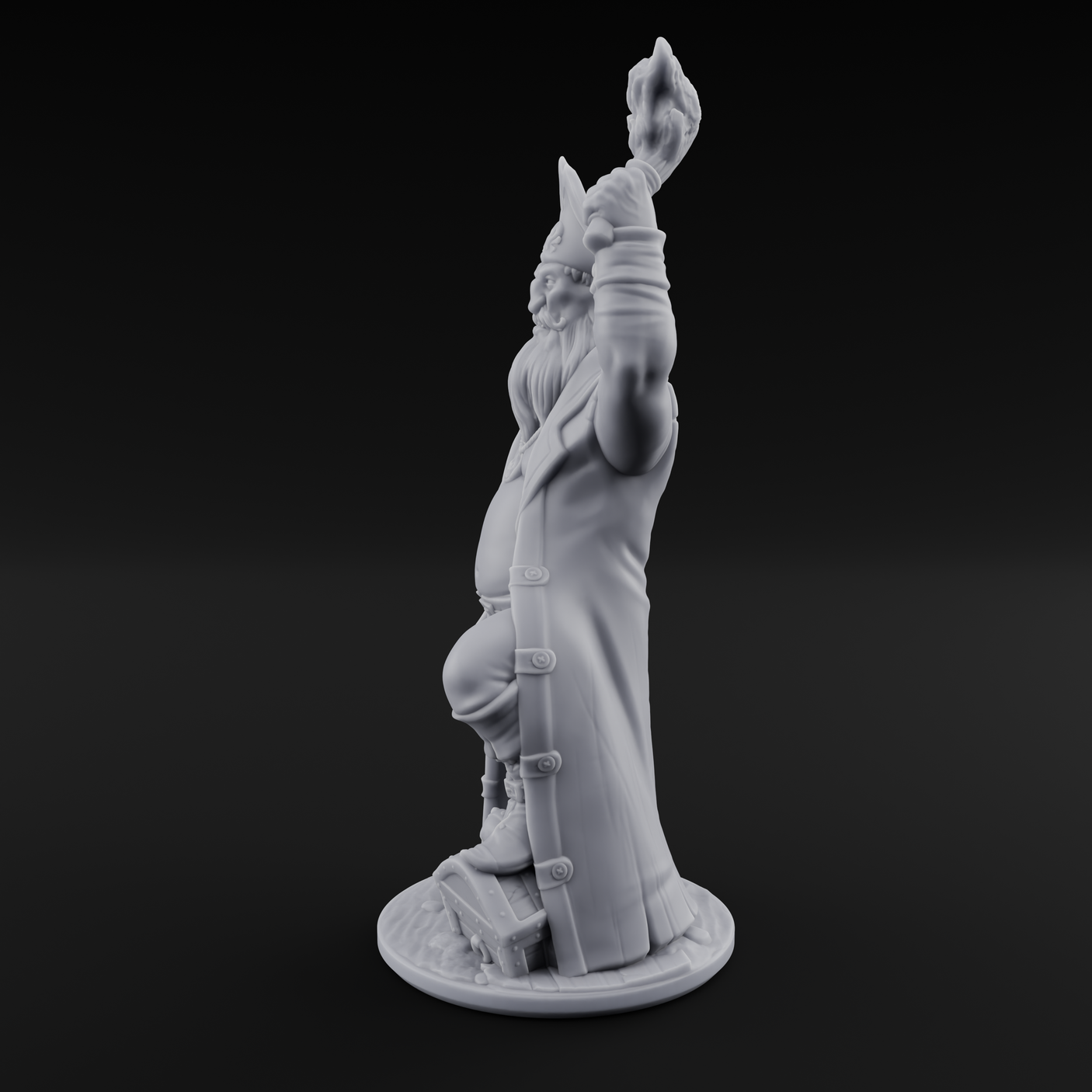 Belly Out Treasure Hunting Human Pirate Captain Miniature for Dungeons and Dragons, Pathfinder or other TTRPGs