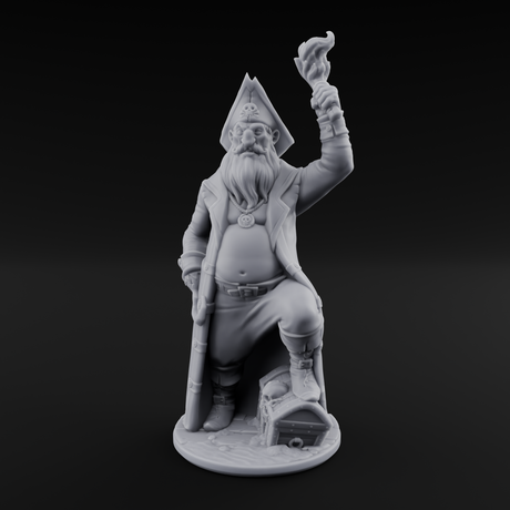 Belly Out Treasure Hunting Human Pirate Captain Miniature for Dungeons and Dragons, Pathfinder or other TTRPGs