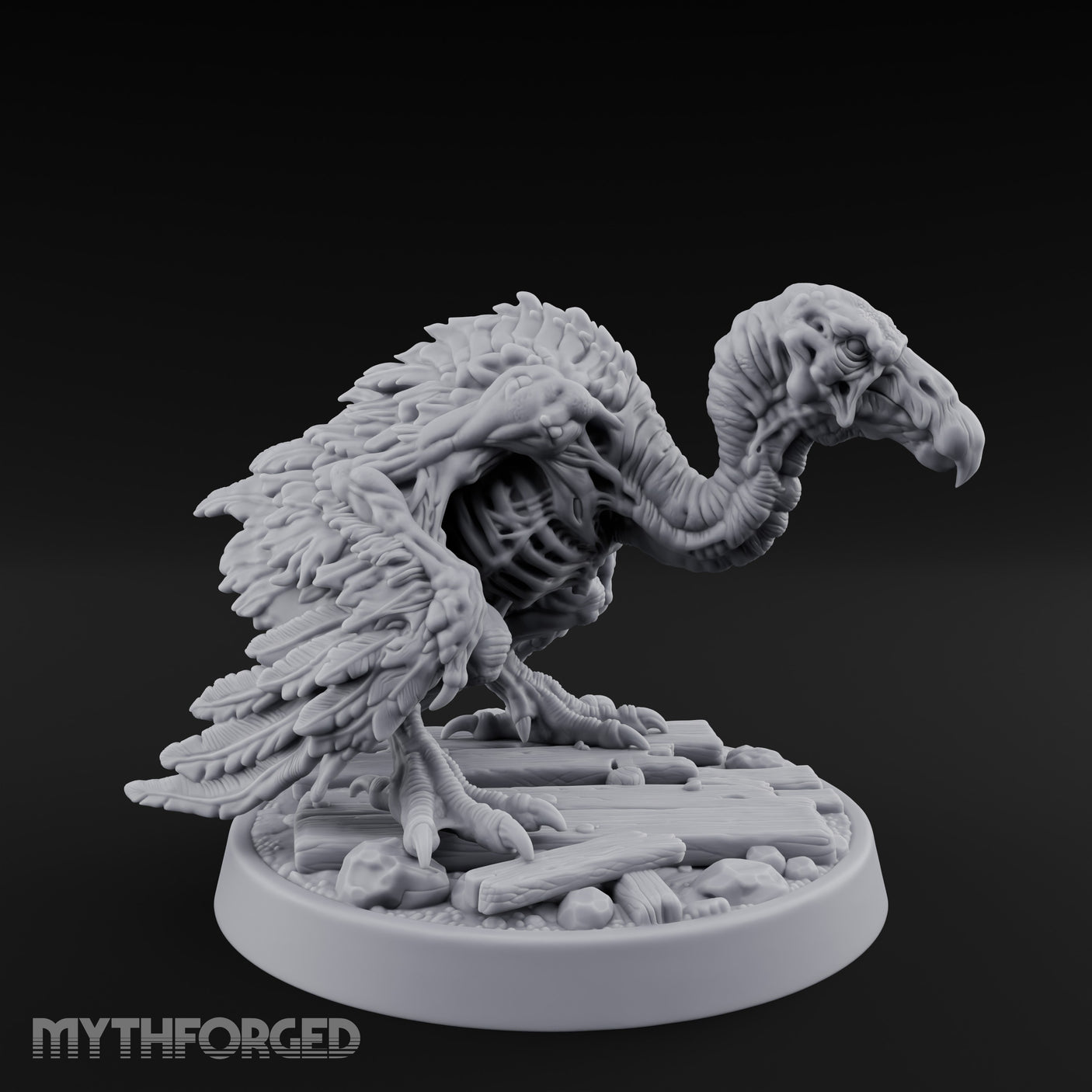 Hunched Rotting Zombie Vulture Miniature for Dungeons and Dragons, Pathfinder or other TTRPGs