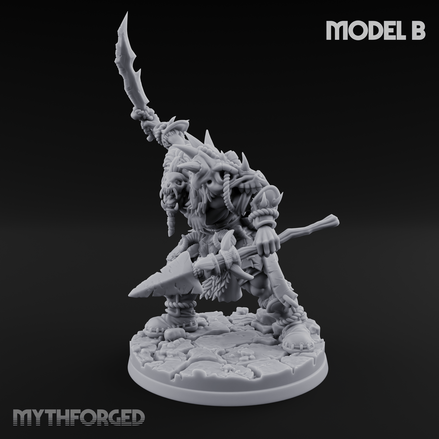 Spikes Bristling Aggressive Orc Hunters Miniature for Dungeons and Dragons, Pathfinder or other TTRPGs