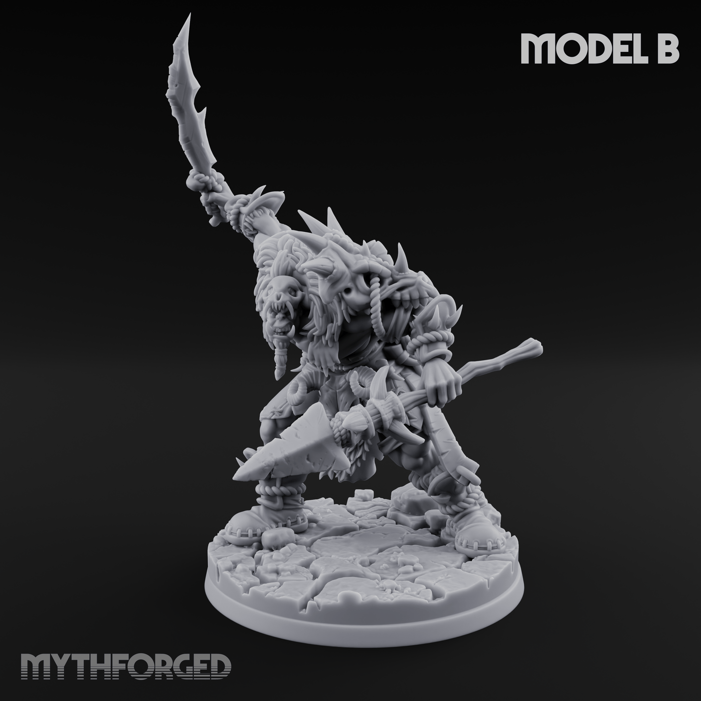 Spikes Bristling Aggressive Orc Hunters Miniature for Dungeons and Dragons, Pathfinder or other TTRPGs