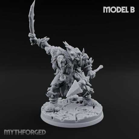 Spikes Bristling Aggressive Orc Hunters B Miniature for Dungeons and Dragons, Pathfinder or other TTRPGs