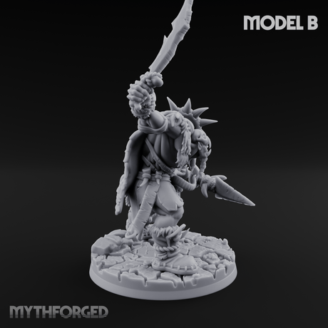 Spikes Bristling Aggressive Orc Hunters B Miniature for Dungeons and Dragons, Pathfinder or other TTRPGs