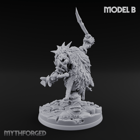 Spikes Bristling Aggressive Orc Hunters B Miniature for Dungeons and Dragons, Pathfinder or other TTRPGs