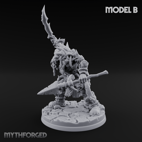Spikes Bristling Aggressive Orc Hunters B Miniature for Dungeons and Dragons, Pathfinder or other TTRPGs