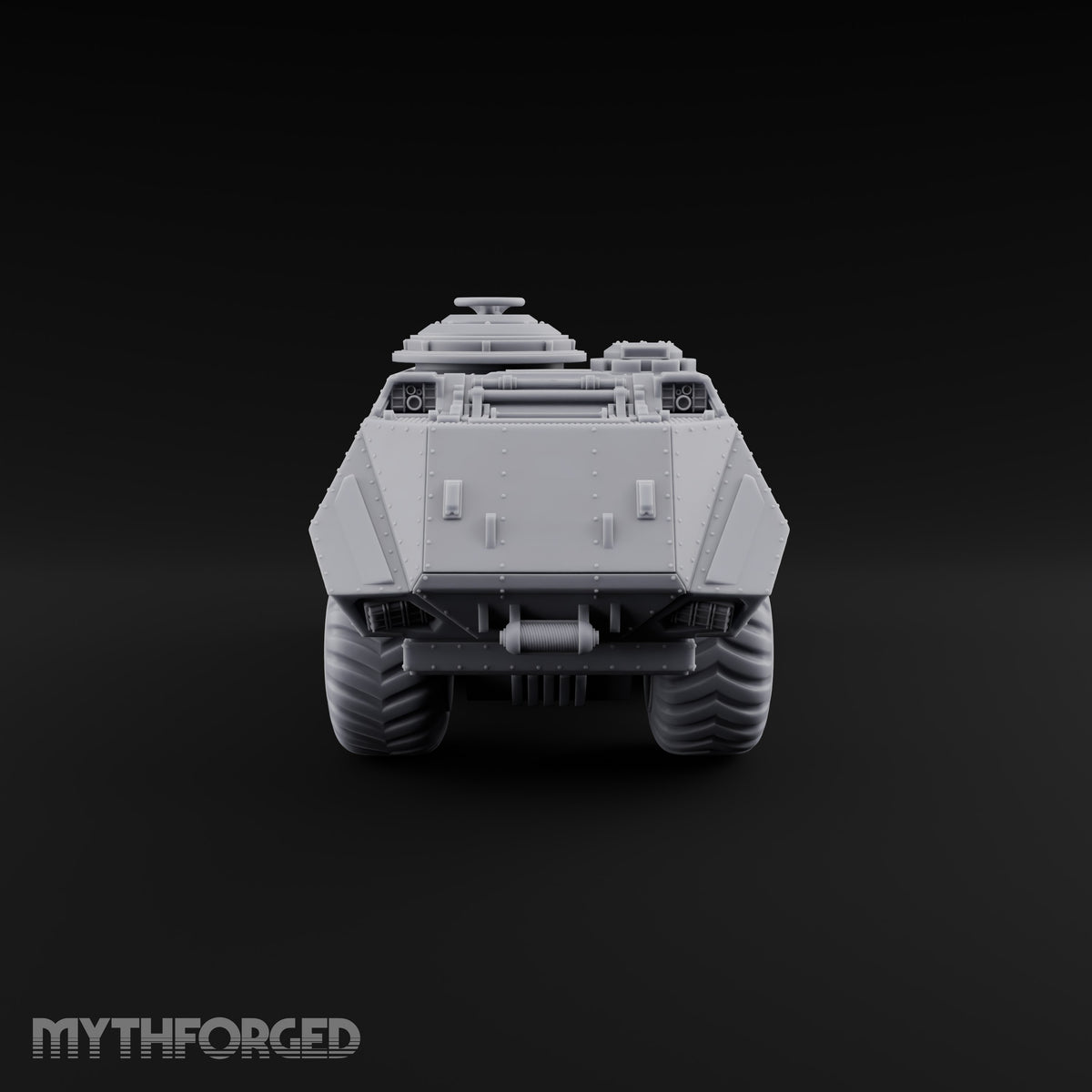 Half Wheels, Half Tracks Sci-Fi Armoured Half-Track Vehicle with Gunner — Closed Hatch