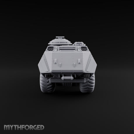 Half Wheels, Half Tracks Sci-Fi Armoured Half-Track Vehicle with Gunner — Closed Hatch