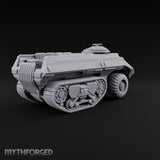 Half Wheels, Half Tracks Sci-Fi Armoured Half-Track Vehicle with Gunner — Closed Hatch