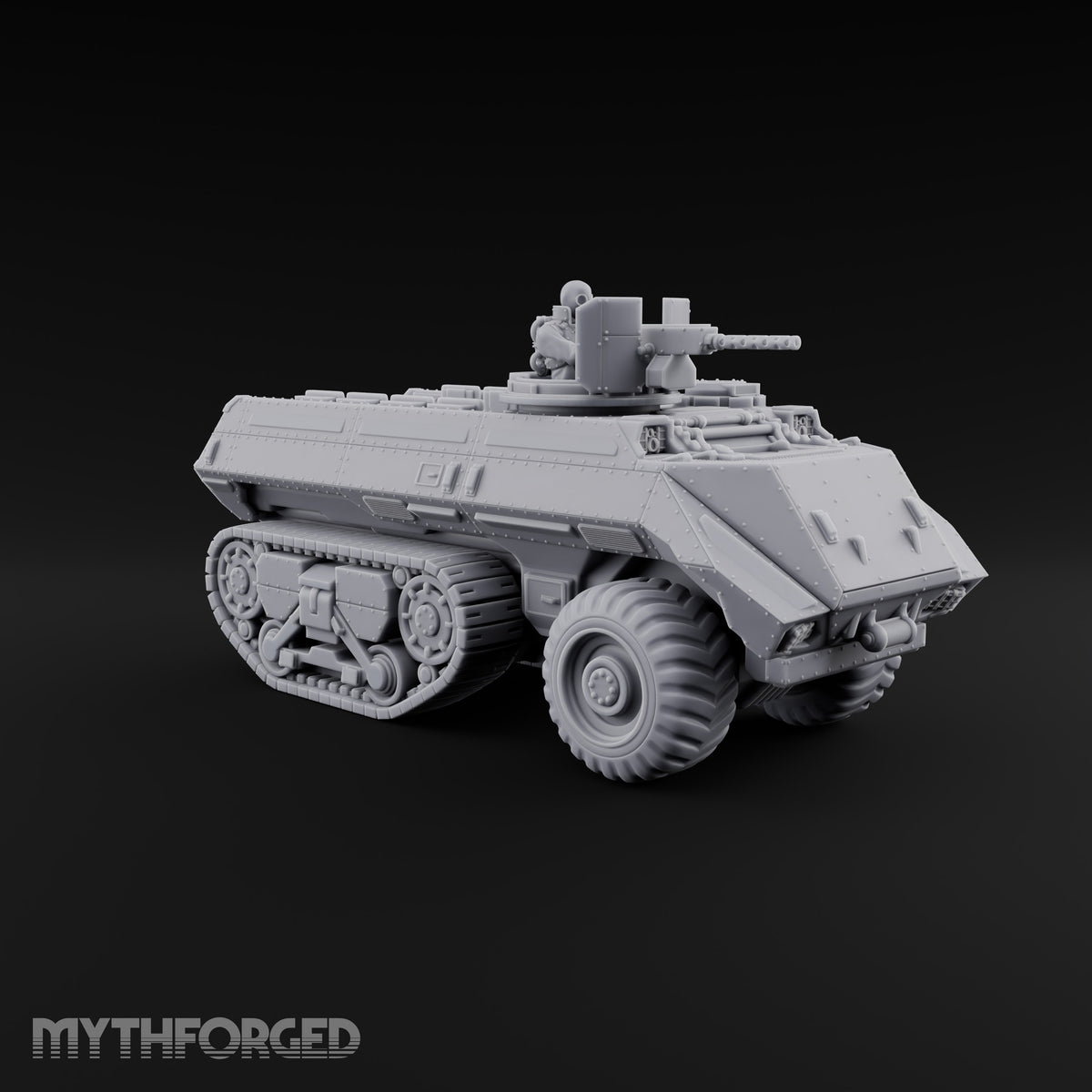 Half Wheels, Half Tracks Sci-Fi Armoured Half-Track Vehicle with Gunner — Gunner Head 1