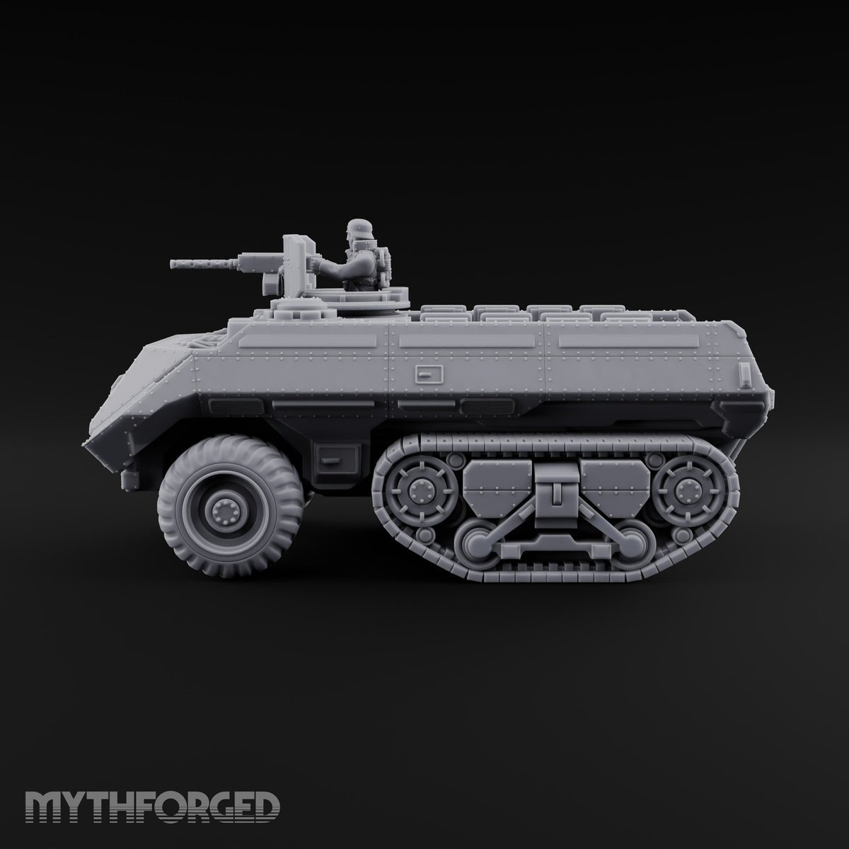 Half Wheels, Half Tracks Sci-Fi Armoured Half-Track Vehicle with Gunner — Gunner Head 3