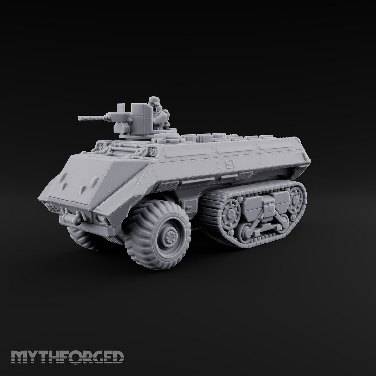 Half Wheels, Half Tracks Sci-Fi Armoured Half-Track Vehicle with Gunner — Gunner Head 3