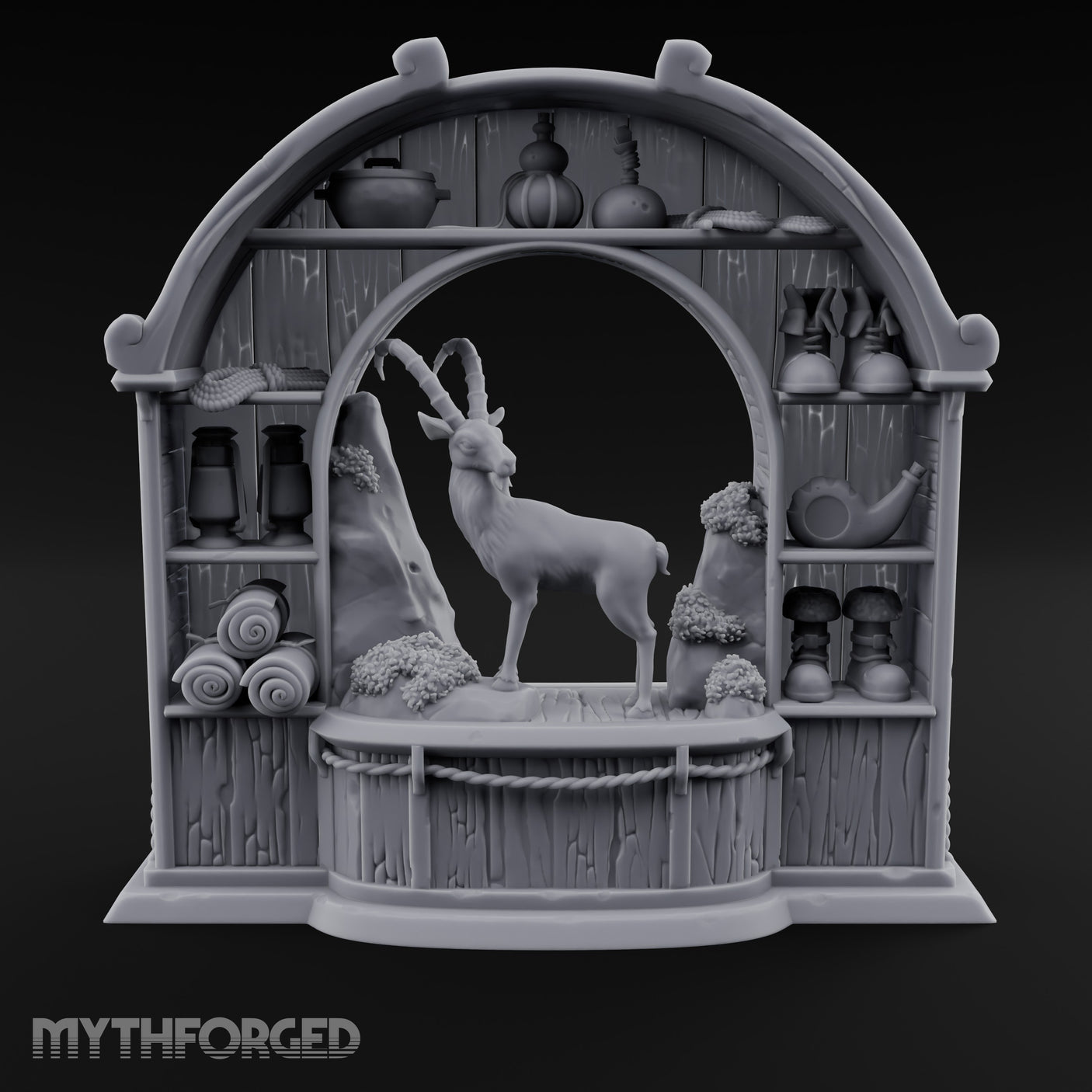Ibex-Display Rope-Trimmed Adventurer's Shop Front Miniature for Dungeons and Dragons, Pathfinder or other TTRPGs