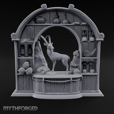 Ibex-Display Rope-Trimmed Adventurer's Shop Front Miniature for Dungeons and Dragons, Pathfinder or other TTRPGs