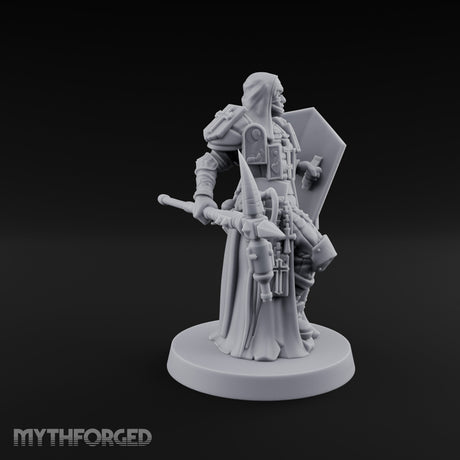 Icon Adorned Spear Wielding Human Priest Miniature for Dungeons and Dragons, Pathfinder or other TTRPGs