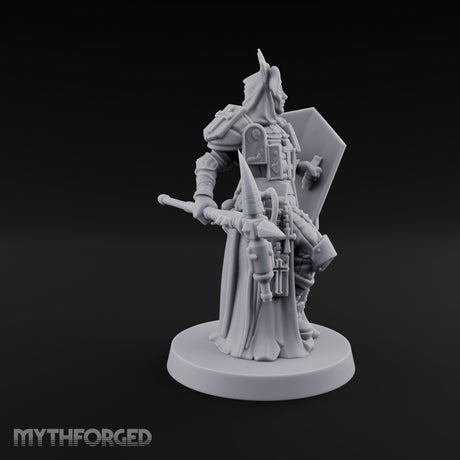 Icon Adorned Spear Wielding Human Priest Miniature for Dungeons and Dragons, Pathfinder or other TTRPGs