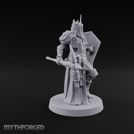 Icon Adorned Spear Wielding Human Priest Miniature for Dungeons and Dragons, Pathfinder or other TTRPGs