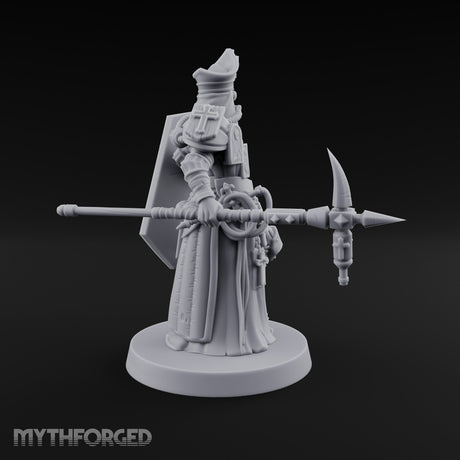 Icon Adorned Spear Wielding Human Priest Miniature for Dungeons and Dragons, Pathfinder or other TTRPGs