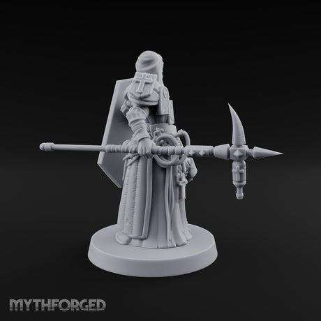 Icon Adorned Spear Wielding Human Priest Miniature for Dungeons and Dragons, Pathfinder or other TTRPGs