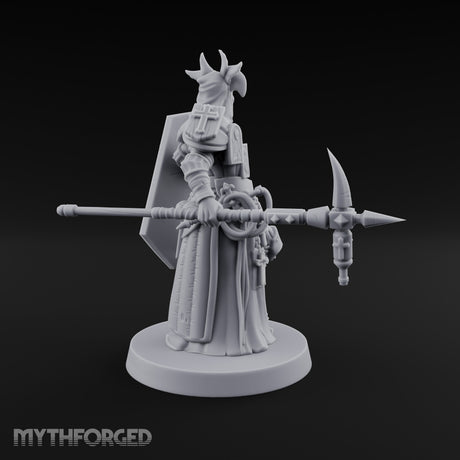 Icon Adorned Spear Wielding Human Priest Miniature for Dungeons and Dragons, Pathfinder or other TTRPGs