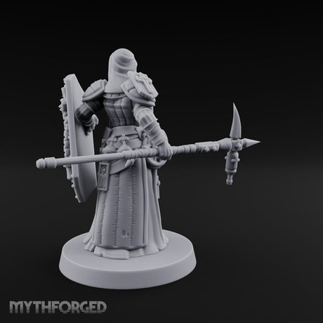 Icon Adorned Spear Wielding Human Priest Miniature for Dungeons and Dragons, Pathfinder or other TTRPGs