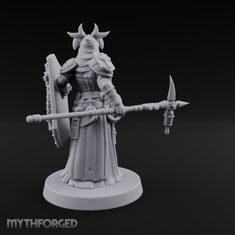 Icon Adorned Spear Wielding Human Priest Miniature for Dungeons and Dragons, Pathfinder or other TTRPGs