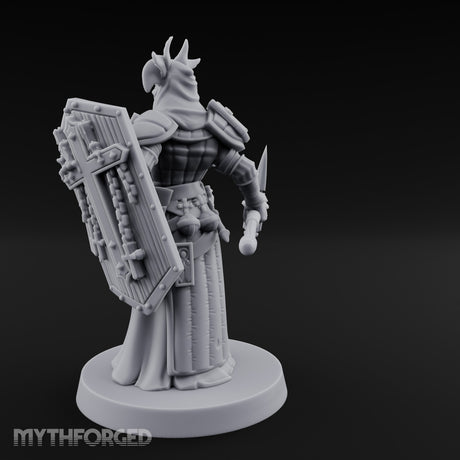 Icon Adorned Spear Wielding Human Priest Miniature for Dungeons and Dragons, Pathfinder or other TTRPGs