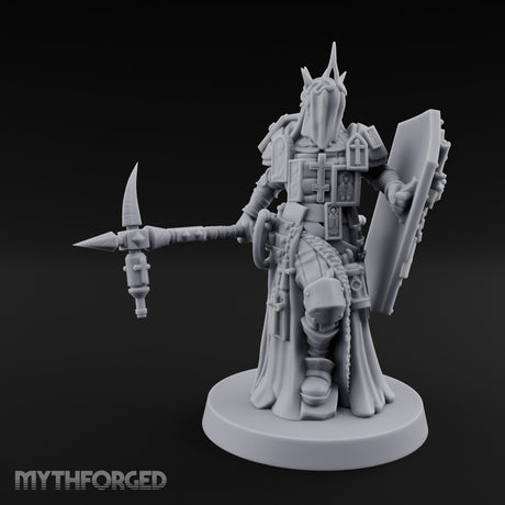 Icon Adorned Spear Wielding Human Priest Miniature for Dungeons and Dragons, Pathfinder or other TTRPGs