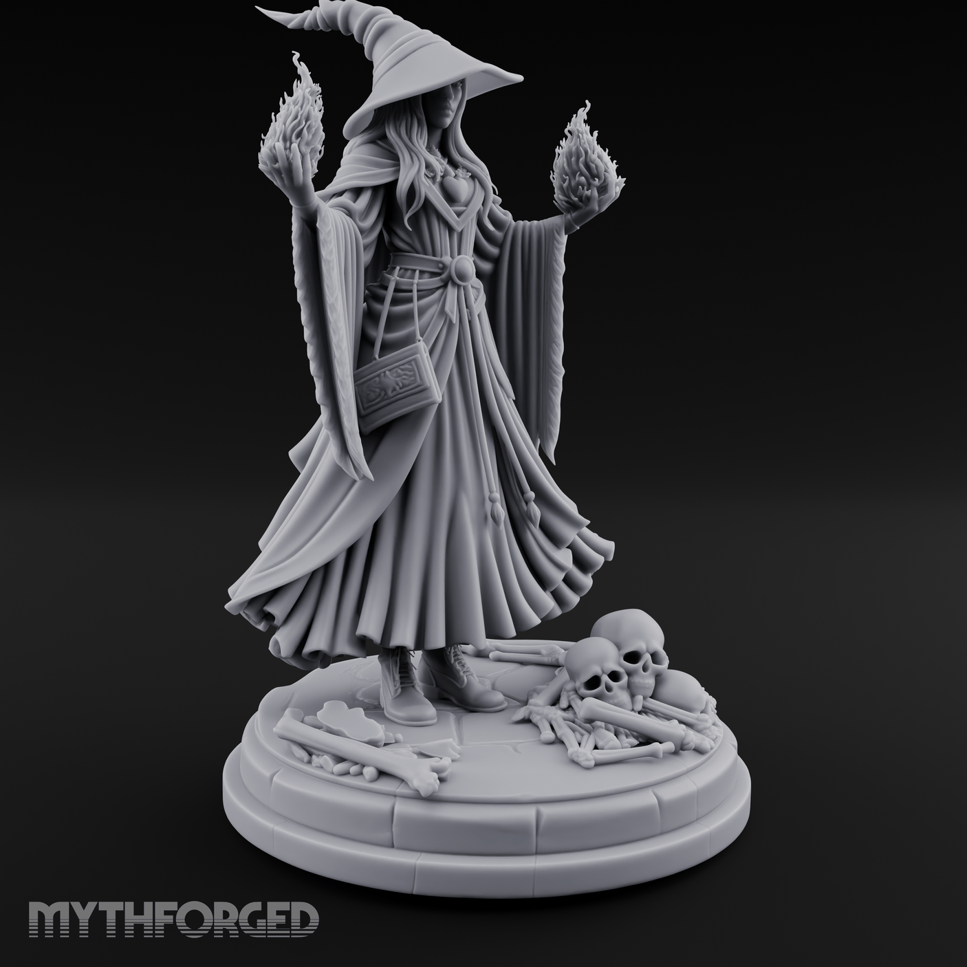 Hands Ablaze Conjuring Human Sorcerer Miniature for Dungeons and Dragons, Pathfinder or other TTRPGs