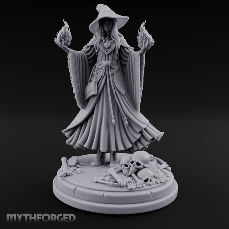 Hands Ablaze Conjuring Human Sorcerer Miniature for Dungeons and Dragons, Pathfinder or other TTRPGs
