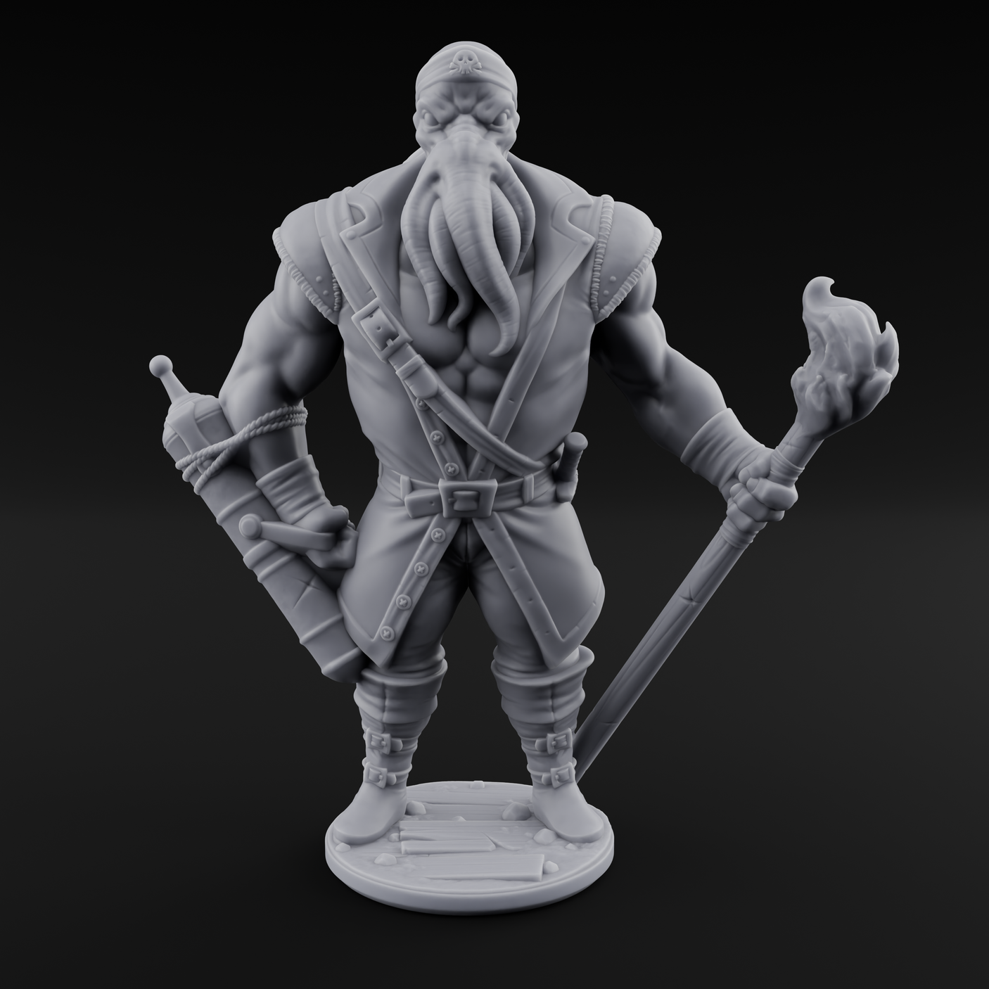 Torch Bearing Buccaneer Mind Flayer Pirates Miniature for Dungeons and Dragons, Pathfinder or other TTRPGs