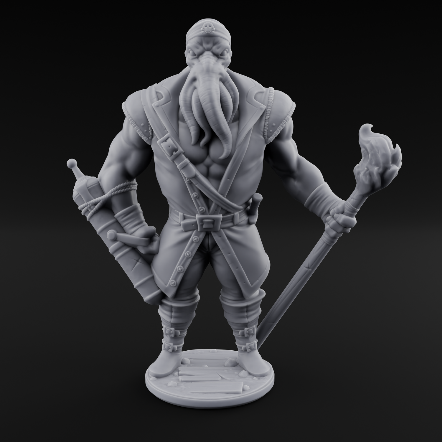 Torch Bearing Buccaneer Mind Flayer Pirates Miniature for Dungeons and Dragons, Pathfinder or other TTRPGs