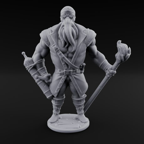 Torch Bearing Buccaneer Mind Flayer Pirates Miniature for Dungeons and Dragons, Pathfinder or other TTRPGs