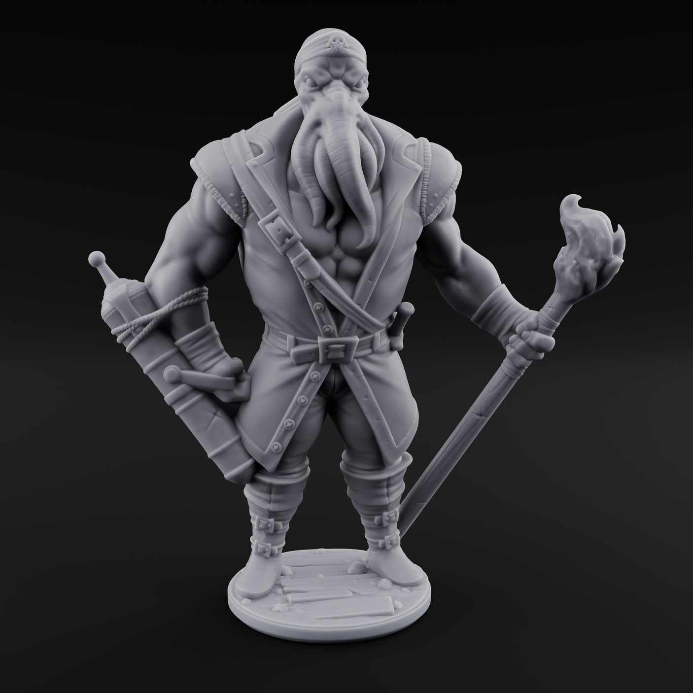 Torch Bearing Buccaneer Mind Flayer Pirates Miniature for Dungeons and Dragons, Pathfinder or other TTRPGs
