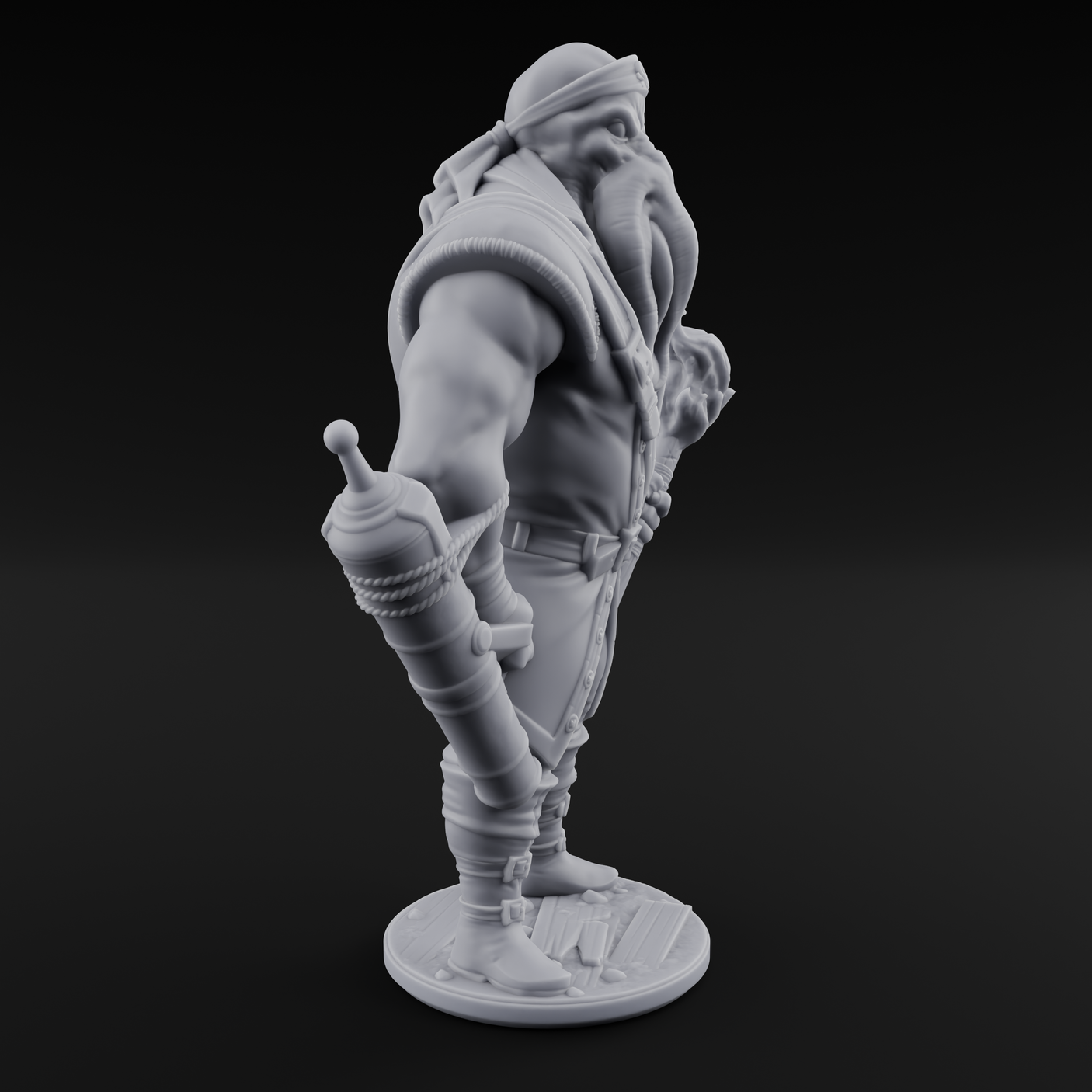 Torch Bearing Buccaneer Mind Flayer Pirate A Miniature for Dungeons and Dragons, Pathfinder or other TTRPGs