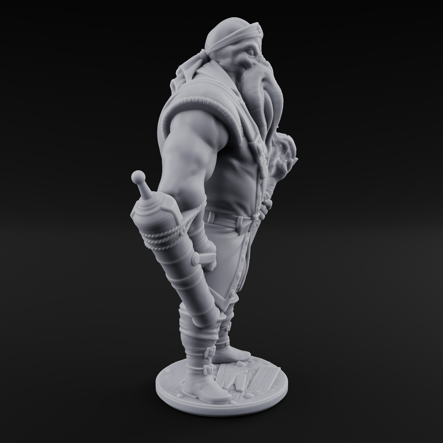 Torch Bearing Buccaneer Mind Flayer Pirate A Miniature for Dungeons and Dragons, Pathfinder or other TTRPGs