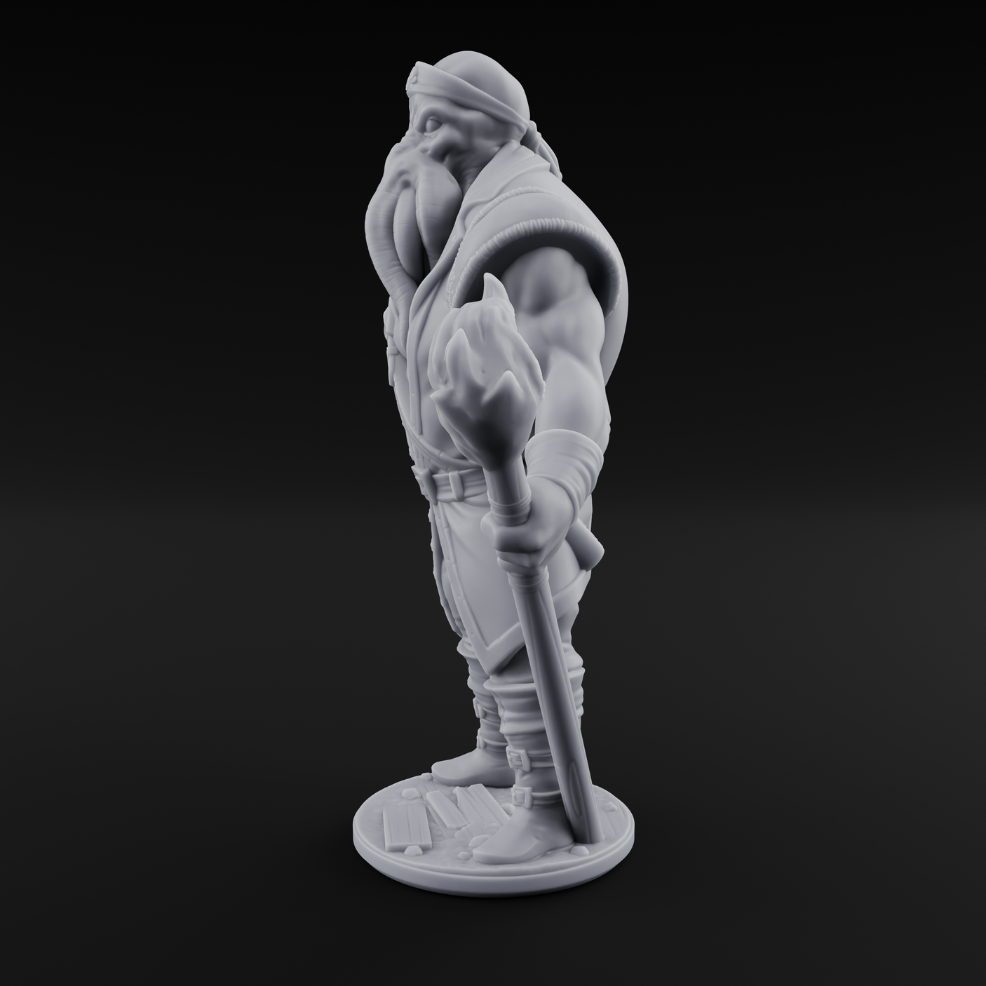 Torch Bearing Buccaneer Mind Flayer Pirate A Miniature for Dungeons and Dragons, Pathfinder or other TTRPGs