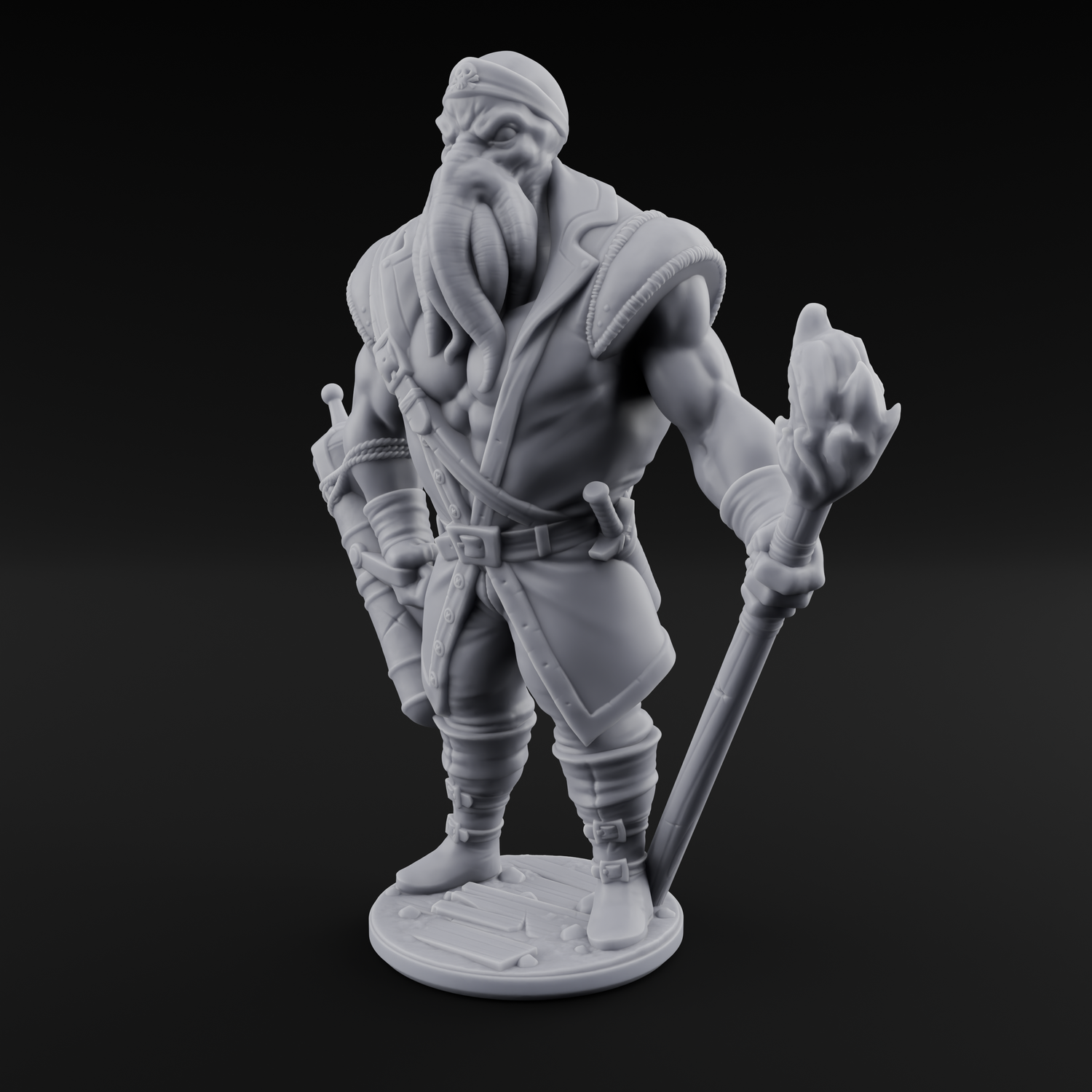 Torch Bearing Buccaneer Mind Flayer Pirate A Miniature for Dungeons and Dragons, Pathfinder or other TTRPGs