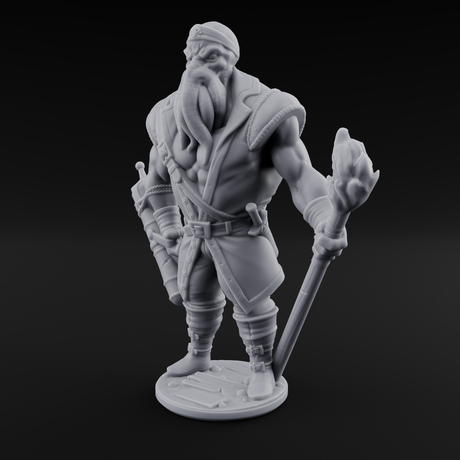 Torch Bearing Buccaneer Mind Flayer Pirate A Miniature for Dungeons and Dragons, Pathfinder or other TTRPGs