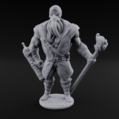 Torch Bearing Buccaneer Mind Flayer Pirate A Miniature for Dungeons and Dragons, Pathfinder or other TTRPGs
