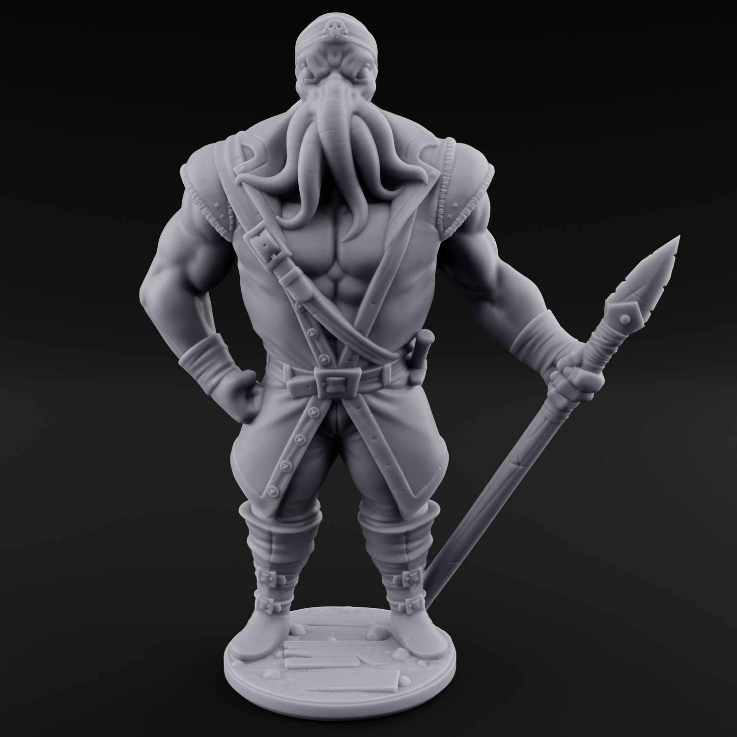 Torch Bearing Buccaneer Mind Flayer Pirate B Miniature for Dungeons and Dragons, Pathfinder or other TTRPGs