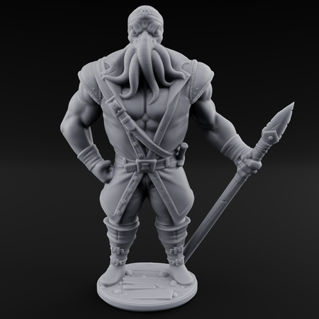 Torch Bearing Buccaneer Mind Flayer Pirate B Miniature for Dungeons and Dragons, Pathfinder or other TTRPGs