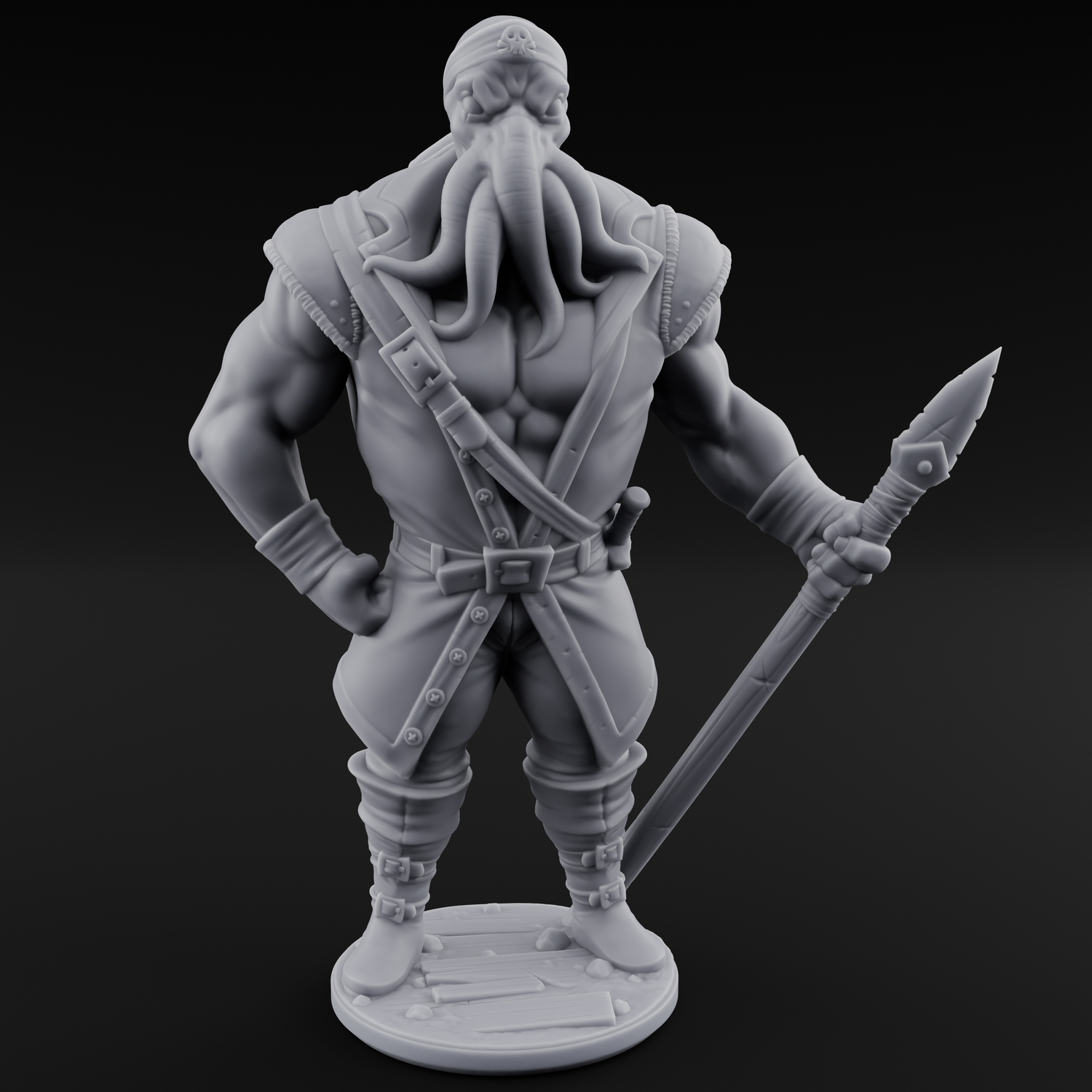 Torch Bearing Buccaneer Mind Flayer Pirate B Miniature for Dungeons and Dragons, Pathfinder or other TTRPGs