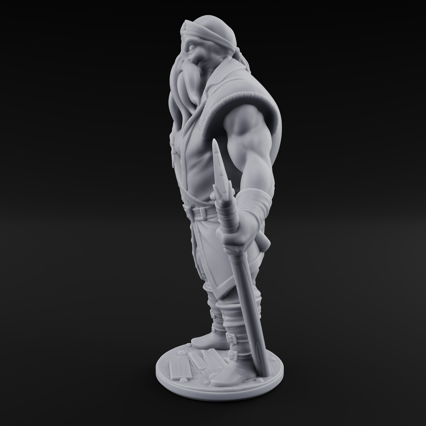 Torch Bearing Buccaneer Mind Flayer Pirate B Miniature for Dungeons and Dragons, Pathfinder or other TTRPGs