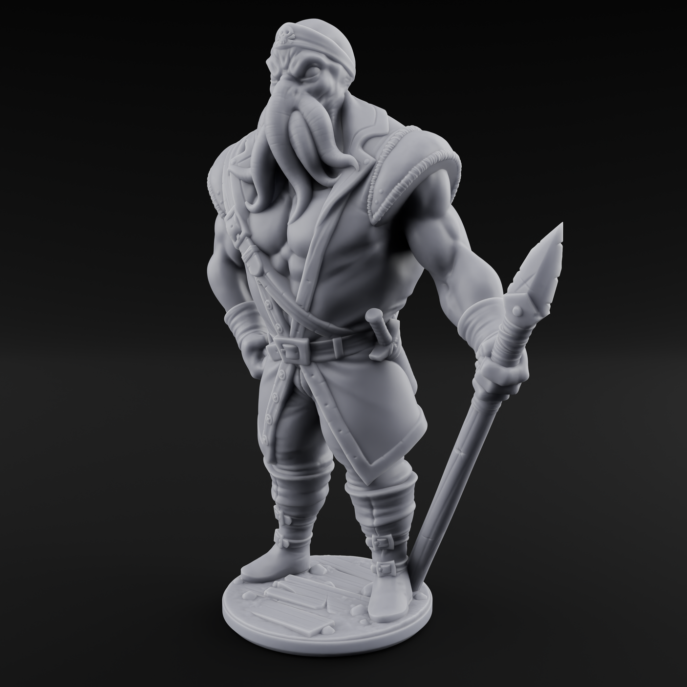 Torch Bearing Buccaneer Mind Flayer Pirate B Miniature for Dungeons and Dragons, Pathfinder or other TTRPGs