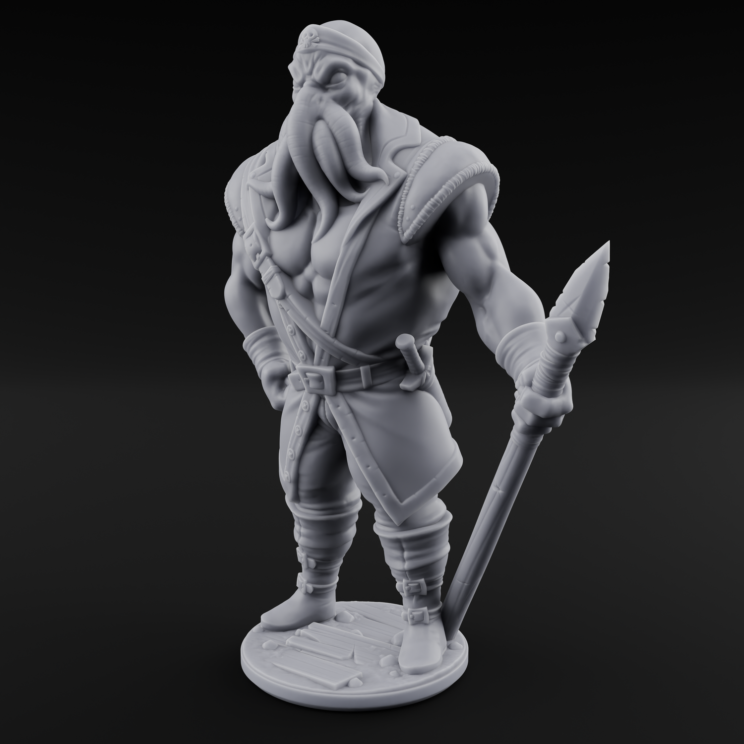 Torch Bearing Buccaneer Mind Flayer Pirate B Miniature for Dungeons and Dragons, Pathfinder or other TTRPGs